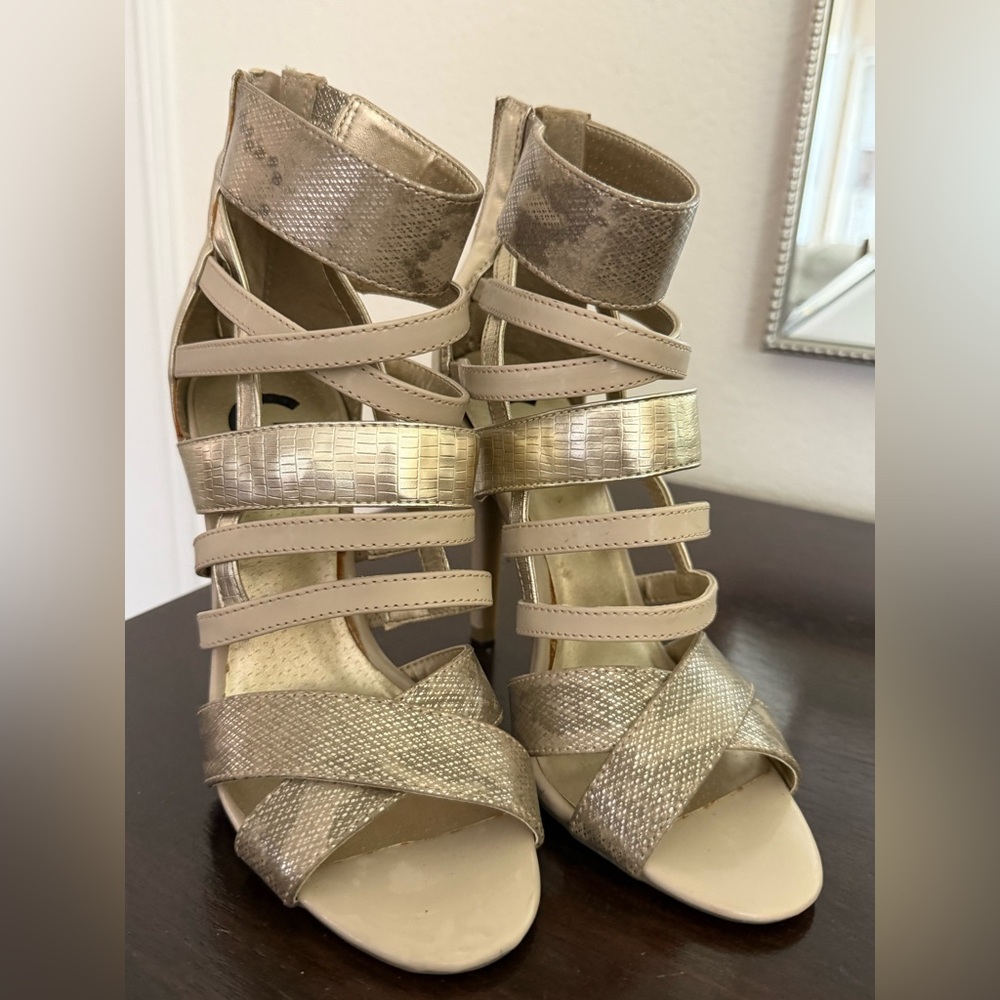G by Guess Gold Strappy Women's Heels